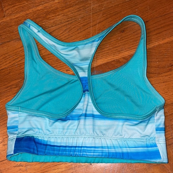 Champion stretchy soft gym sports bra workout blue white sky stripe reversible - Picture 2 of 4